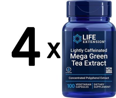 4 x Life Extension Lightly Caffeinated Mega Green Tea Extract - 100 vcaps