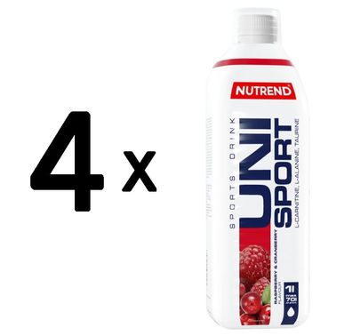 4 x Nutrend Unisport, Raspberry & Cranberry - 1000 ml