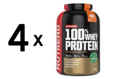 4 x Nutrend 100% Whey Protein, Orange - 2250g
