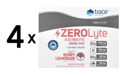 4 x Trace Minerals ZEROLyte, Salty Berry Lemonade - 30 packets