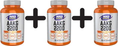 3 x NOW Foods AAKG 2200 - 180 vcaps