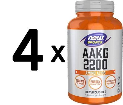 4 x NOW Foods AAKG 2200 - 180 vcaps