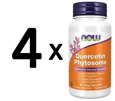 4 x NOW Foods Quercetin Phytosome - 90 vcaps
