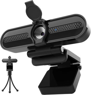 W4DS 2K HD Webcam mit Mikrofon, Autofokus, Plug&Play, für PC & Streaming