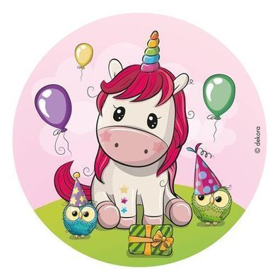 Einhorn Tortenaufleger Ø 20cm für Kindergeburtstag
