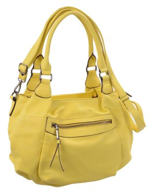 knautschige Handtasche mit kurzen und langem Henkel, gelb