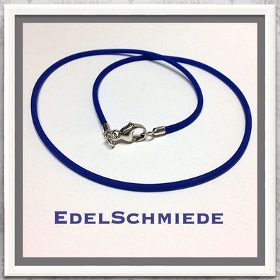 Kautschukband blau 925 Silber 42 cm