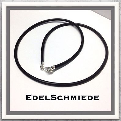 Kautschukband (3mm) schwarz 925 Silber 50 cm