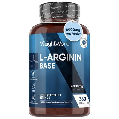 L-Arginin (Base) - 4000mg pro Portion - 360 vegane Tabletten