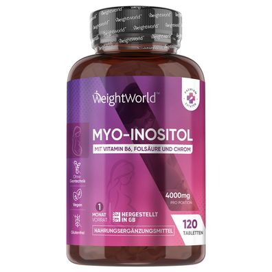 Inositol 4000mg Tabletten - Mit Chrom, Vitamin B6 & B9-120 vegane Tabletten