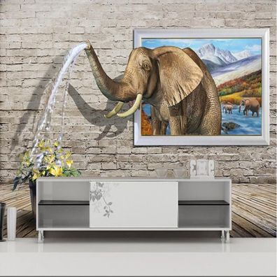 Vlies Fototapete Wandtapete Wandbilder 3D Wandbild mit einem Elefanten 11801