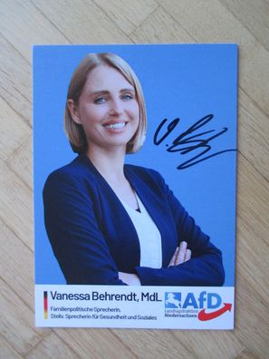 Niedersachsen MdL AfD Politikerin Vanessa Behrendt - handsigniertes Autogramm!!!