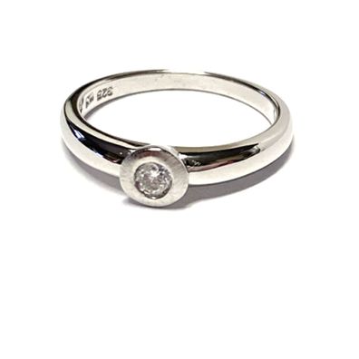Ring 925/- Silber rhodiniert Zirkonia Klassiker Solitär Verlobungsring #50
