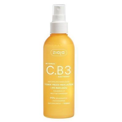Ziaja Vitamin C & B3 Gesichtswasser fuer vor und nach dem Make-up, 190 ml