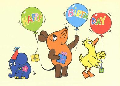 Postkarte Happy Birthday Maus