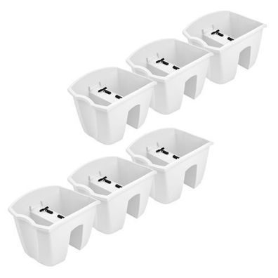 6x Blumenkasten 24cm Hängetopf Blumentopf Balkontopf Geländertopf DCRO Weiß