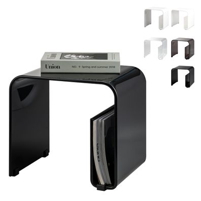 eluno 2in1 Beistelltisch aus Acryl mit seitlichem Magazinhalter
