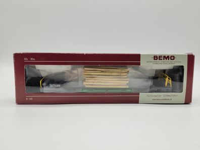 Bemo 2289154 Güterwagen RhB Sbk-v 7714 mit Holzverlad Spur H0m