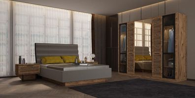 Schlafzimmer Set Bett + 2X Nachttische Kommode Betten Doppelbett Möbel Modern