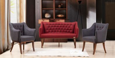 Küchen Sitzbank Chesterfield Klassische Möbel Sofa Couch Zweisitzer Hotel Rot