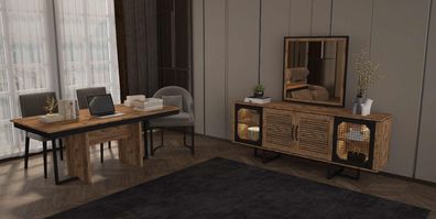Loft Sideboard Mit Spiegel Wohnzimmer Xxl Big Holz Kommoden Möbel Schrank Neu