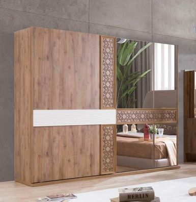 Design Möbel Kleiderschrank Schminktisch Bett 2X Nachttische Schlafzimmer Set