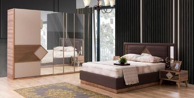 Set Bett Kommode Schlafzimmer 2X Nachttisch Betten Komplett Set Holz Möbel 4 Tlg