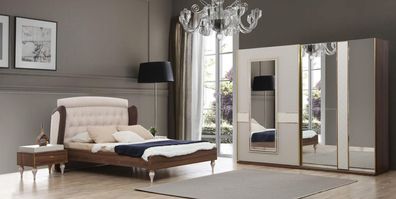 Schlafzimmer Set Schlafzimmer Luxus Bett Nachttisch Schminktisch Spiegel 4Tlg