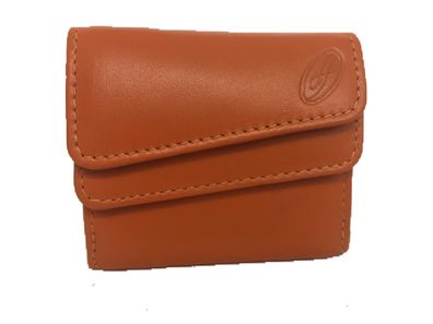 Leder Minibörse orange, Hosentaschenbörse, Münzbörse