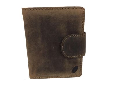 Fettlederbrieftasche Geldbörse mit Riegel Druckknopf, braun