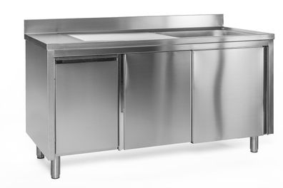 Gastronomie Hotel Küche Spülschrank mit Abfallbehälter, 1 Becken links, Bautiefe