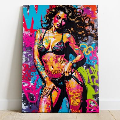 Pop Art, Frau in Farben Kunst, Bunte Wandbild, Acrylglas, Poster, Leinwand Deko