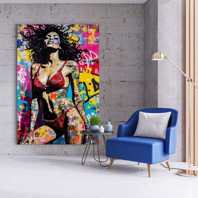 Pop Art, Frau in Farben Kunst, Bunte Wandbild, Acrylglas, Poster, Leinwand Deko Nr1