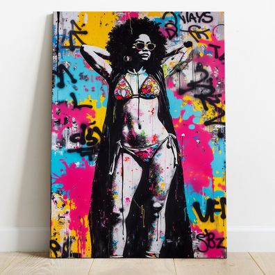 Pop Art, Frau in Farben Kunst, Bunte Wandbild, Acrylglas, Poster, Leinwand Deko Nr2