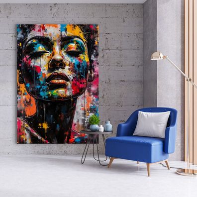 Pop Art, Frau in Farben Kunst, Bunte Wandbild, Acrylglas, Poster, Leinwand Deko Nr10