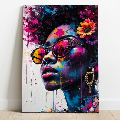 Pop Art, Afrikanische Frau, Farben Kunst, Bunte Wandbild, Acrylglas, Poster, Leinwand