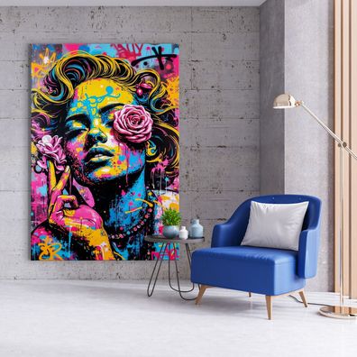 Pop Art, Frau in Farben Kunst, Bunte Wandbild, Acrylglas, Poster, Leinwand Deko Nr14