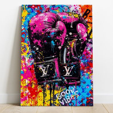 Luxuriöse Boxhandschuhe, Pop Art Kunst, Bunte Wandbild, Acrylglas, Poster, Leinwand