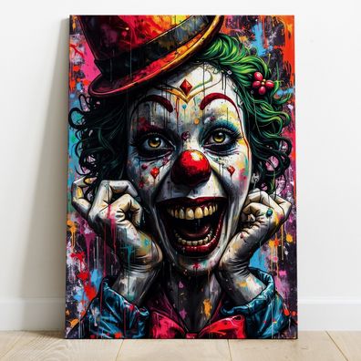 Clown, Pop Art Kunst - Bunt Wandbild, Acrylglas, Poster oder Leinwand, Deko Bild
