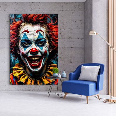 Clown, Pop Art Kunst - Bunt Wandbild, Acrylglas, Poster oder Leinwand, Deko Bild Nr1