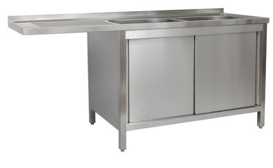 Gastronomie Hotel Küche Spülzentrum 1800 x 600 x 850 mm 2 Becken rechts 600