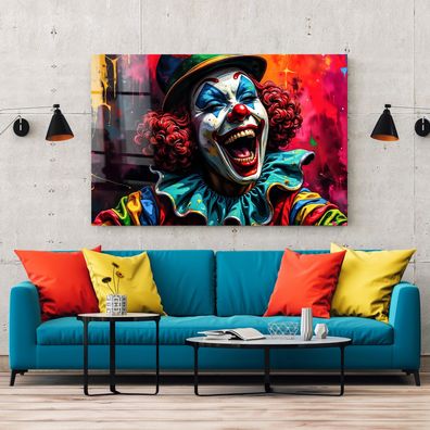 Clown, Pop Art Kunst - Bunt Wandbild, Acrylglas, Poster oder Leinwand, Deko Bild Nr2