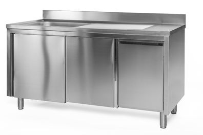 Gastronomie Hotel Küche Spülschrank mit Abfallbehälter, 1 Becken rechts, Bautiefe