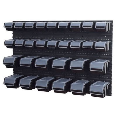 Stapelboxen Wandregal Sichtlagerkästen 6x Wandregal Lagersystem 30 Boxen schwarz
