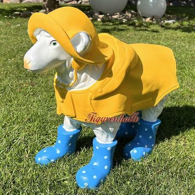 Schaf Schäfchen Gartenfigur Friesen Wattenmeer Gummistiefel Figur Statue blau Punkte