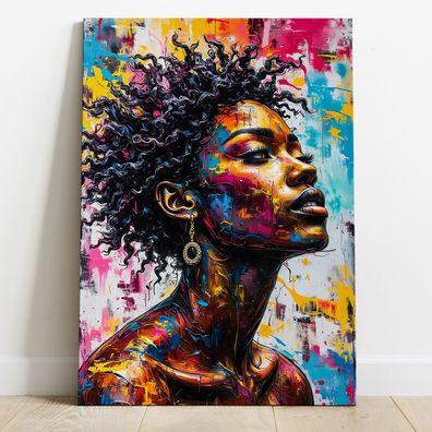 Pop Art, Afrikanische Frau, Farben Kunst, Wandbild, Acrylglas, Poster, Leinwand Nr3