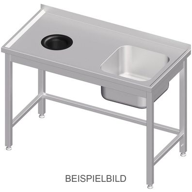 Stalgast Spültisch ohne Grundboden, mit Abfallloch, 1700x700x850 mm, mit einem