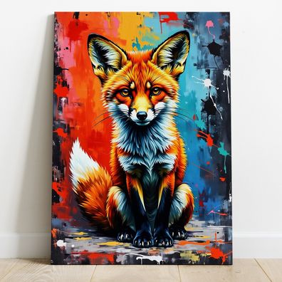 Fuchs Tier, Farben Kunst, Wandbild, Acrylglas, Poster oder Leinwand Deko Nr1