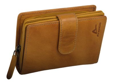 gelb schattierte Lederbörse Rustikalleder used look RFID-Ausleseschutz