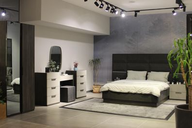 Komplett Schlafzimmer Möbel Set Bett 2X Nachttisch Schminktisch Spiegel 8Tlg Neu
